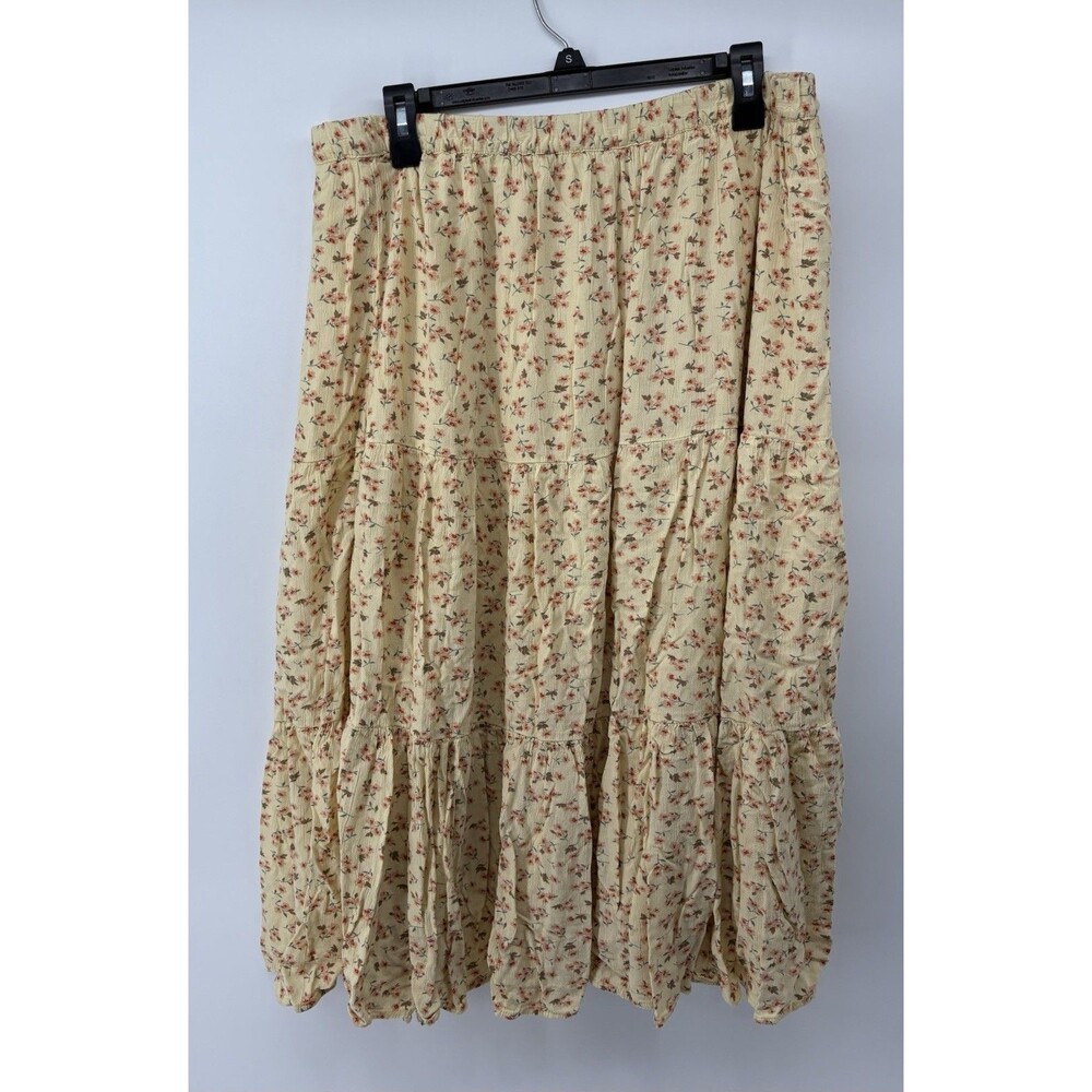 American Eagle Women’s Yellow Maxi Floral Print Skirt Size XL Boho Prairie